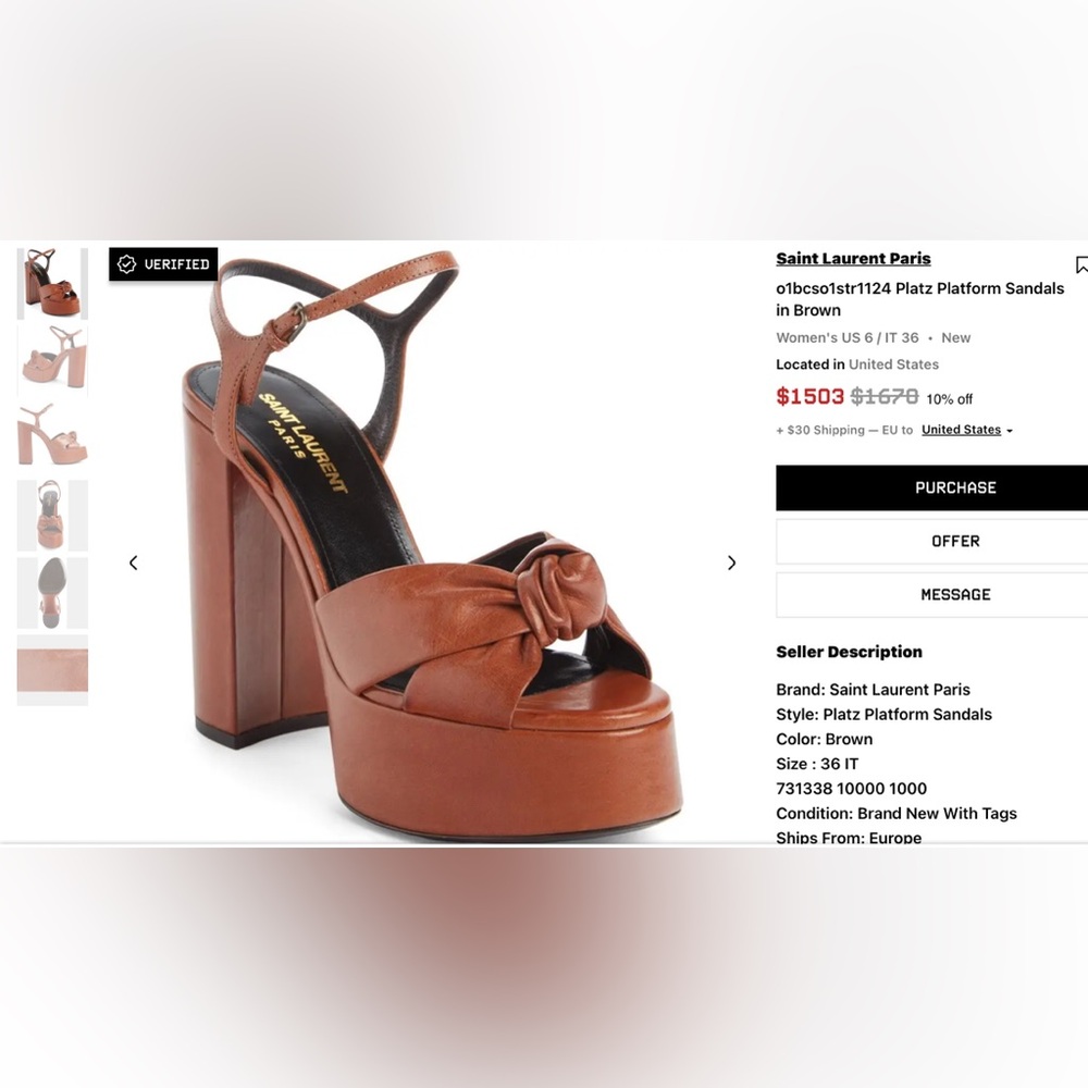 Saint Laurent Tan Platform Heels